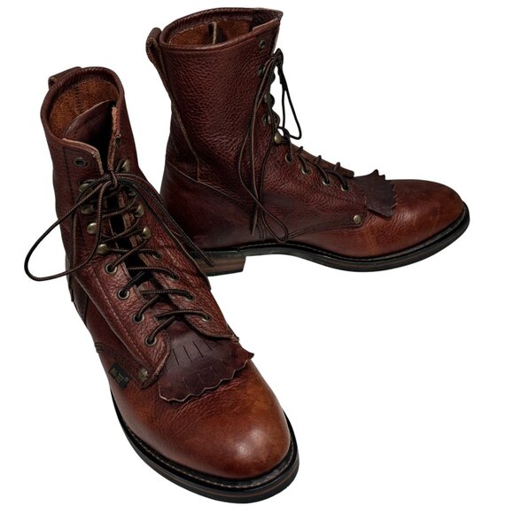Ad-Tec 1173 Packer Boot Mens Sz 10M Brown Leather Lace Up Workwear Kiltie Logger - Picture 12 of 14